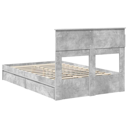 vidaXL Lit de rangement gris béton 135 x 190 cm en bois d'ingénierie