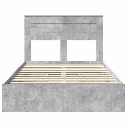 vidaXL Lit de rangement gris béton 135 x 190 cm en bois d'ingénierie