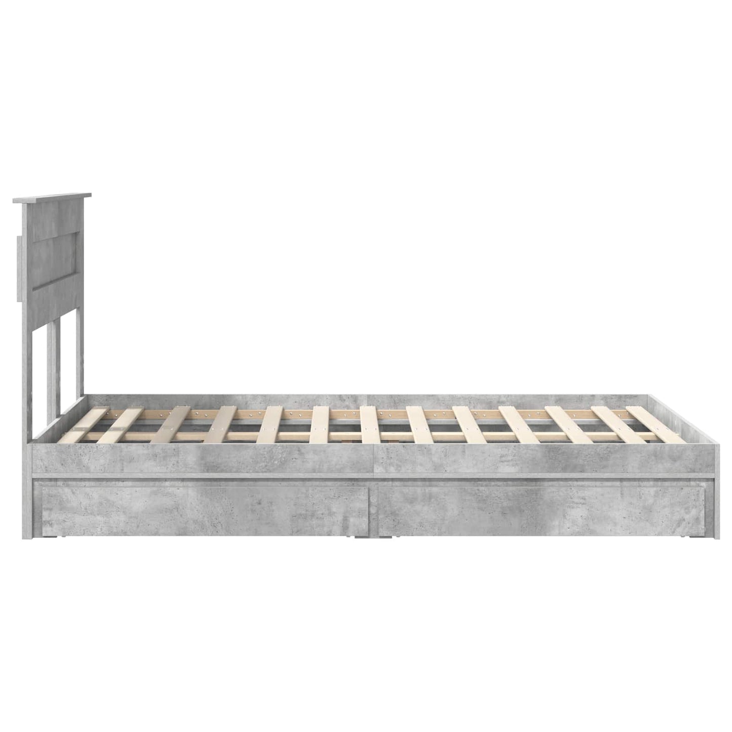 vidaXL Lit de rangement gris béton 135 x 190 cm en bois d'ingénierie