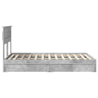 vidaXL Lit de rangement gris béton 135 x 190 cm en bois d'ingénierie