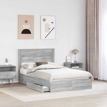 vidaXL Aufbewahrungsbett Graues Sonoma 135 x 190 cm Holzwerkstoff