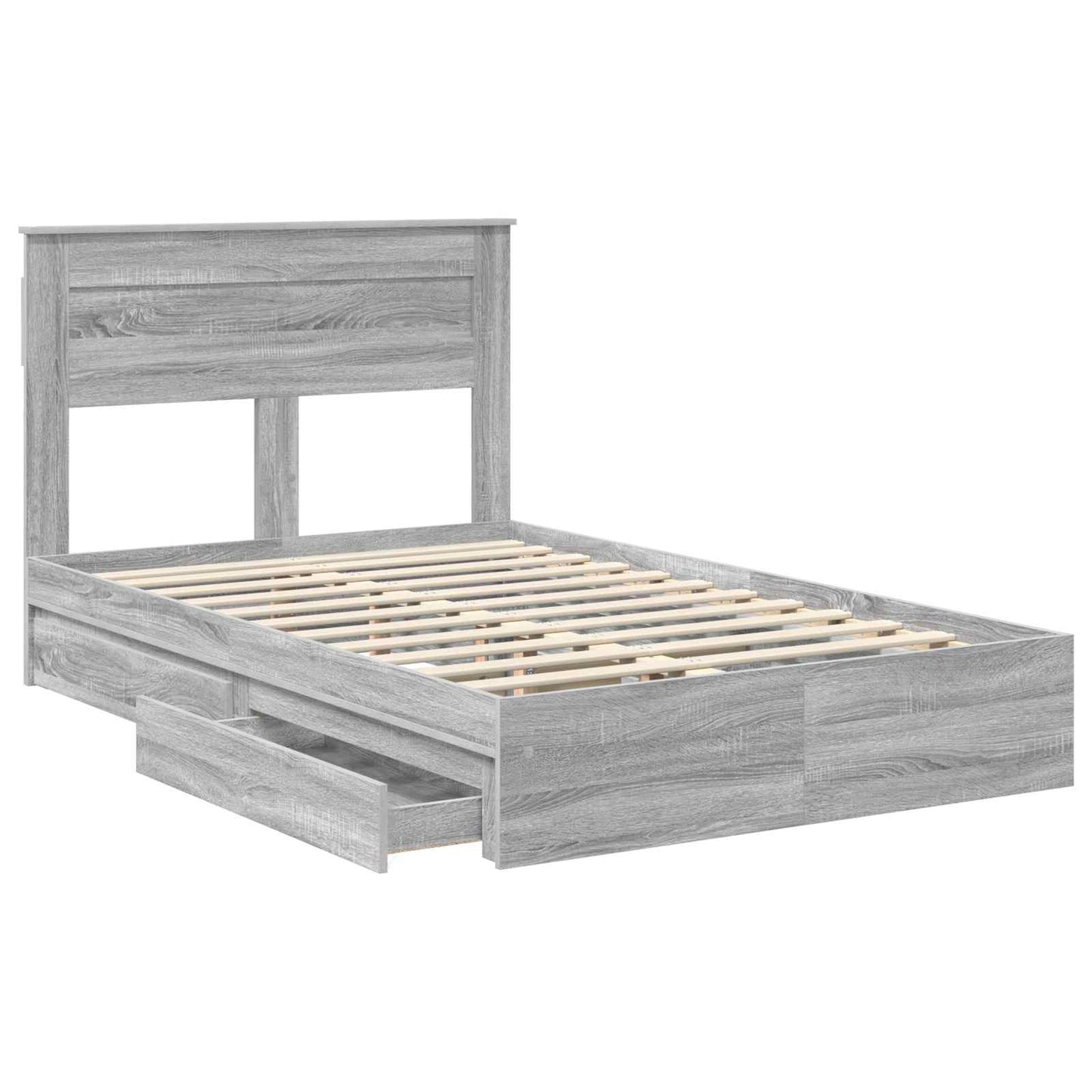 vidaXL Aufbewahrungsbett Graues Sonoma 135 x 190 cm Holzwerkstoff