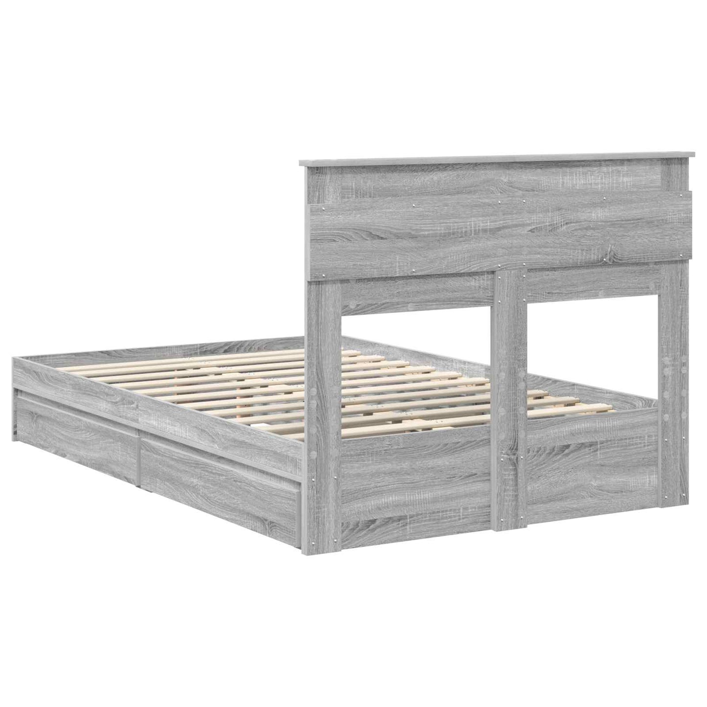 vidaXL Aufbewahrungsbett Graues Sonoma 135 x 190 cm Holzwerkstoff