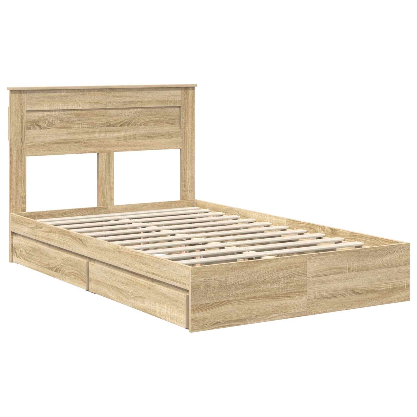 vidaXL Aufbewahrungsbett Sonoma-Eiche 120 x 190 cm Holzwerkstoff
