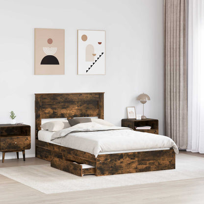 vidaXL Aufbewahrungsbett Geräucherte Eiche 120 x 190 cm Holzwerkstoff