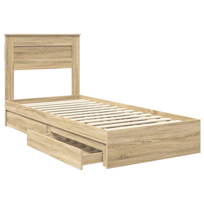 vidaXL Lit de rangement chêne Sonoma 100 x 200 cm bois d'ingénierie