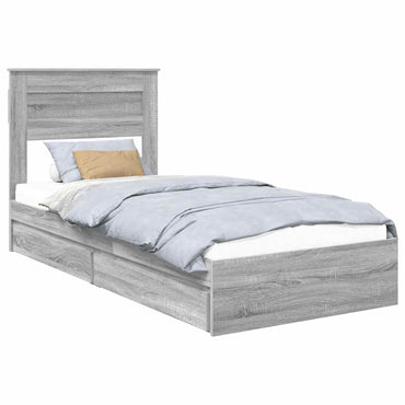 vidaXL Lit de rangement gris sonoma 90 x 200 cm Aggloméré