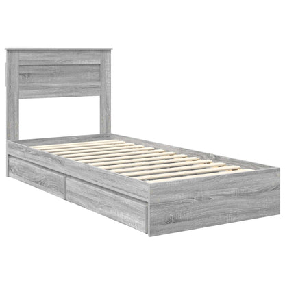 vidaXL Lit de rangement gris sonoma 90 x 200 cm Aggloméré