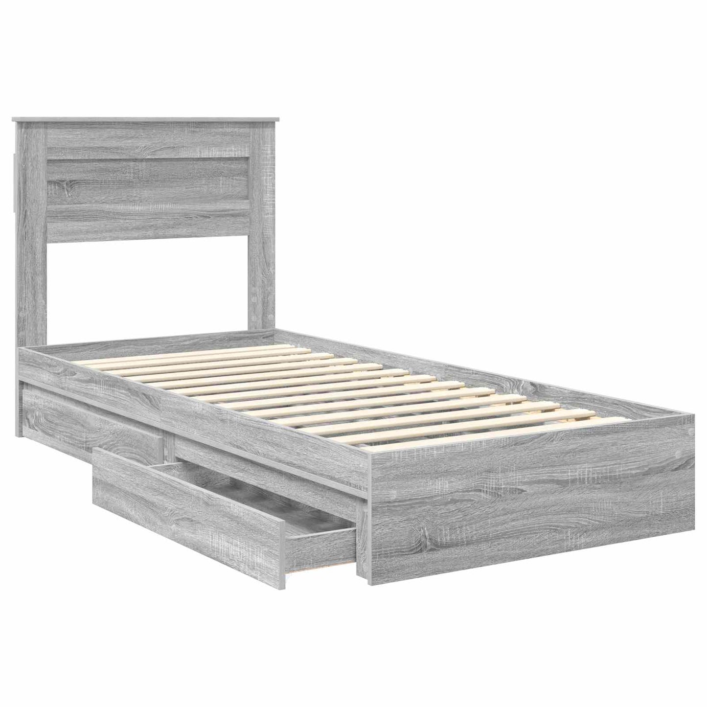 vidaXL Lit de rangement gris sonoma 90 x 200 cm Aggloméré