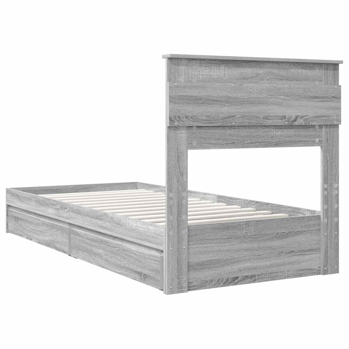 vidaXL Lit de rangement gris sonoma 90 x 200 cm Aggloméré