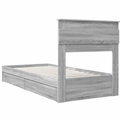 vidaXL Lit de rangement gris sonoma 90 x 200 cm Aggloméré