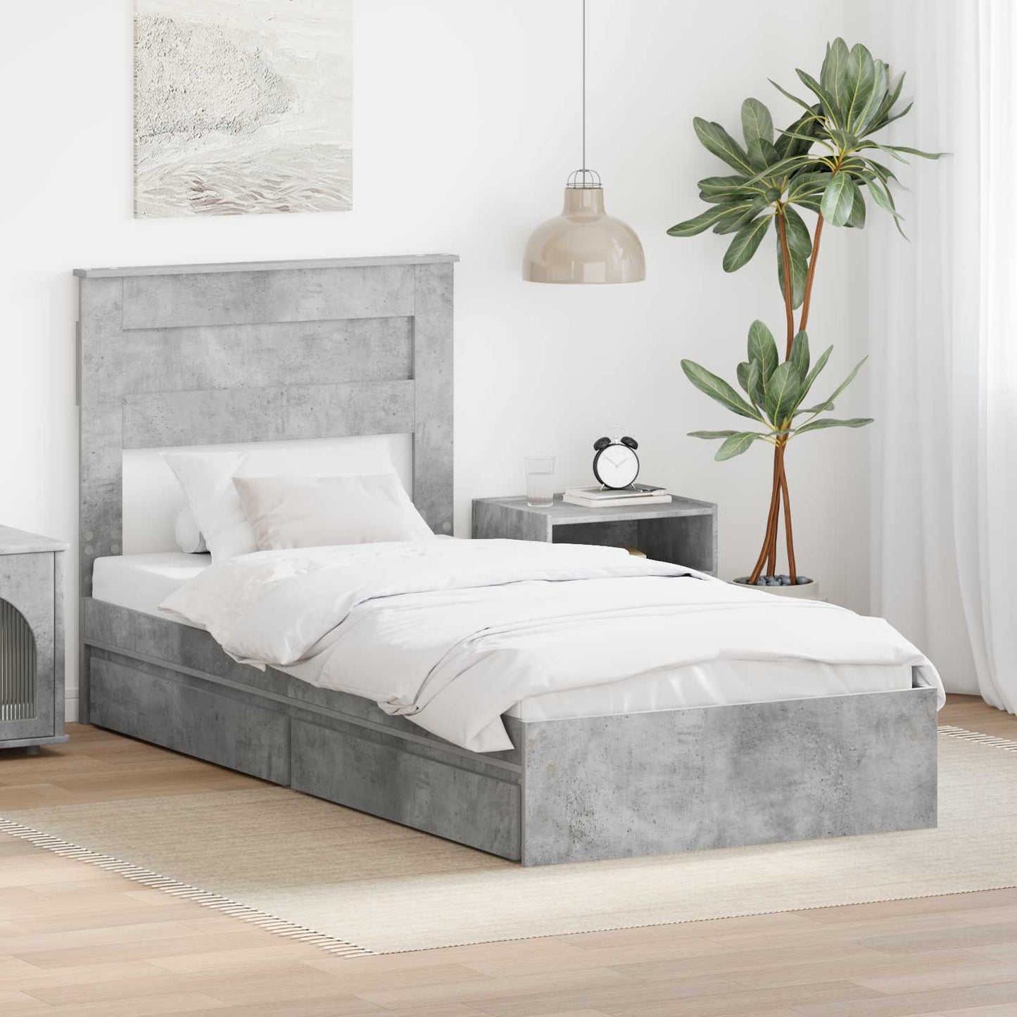 vidaXL Aufbewahrungsbett Beton Grau 75 x 190 cm Holzwerkstoff