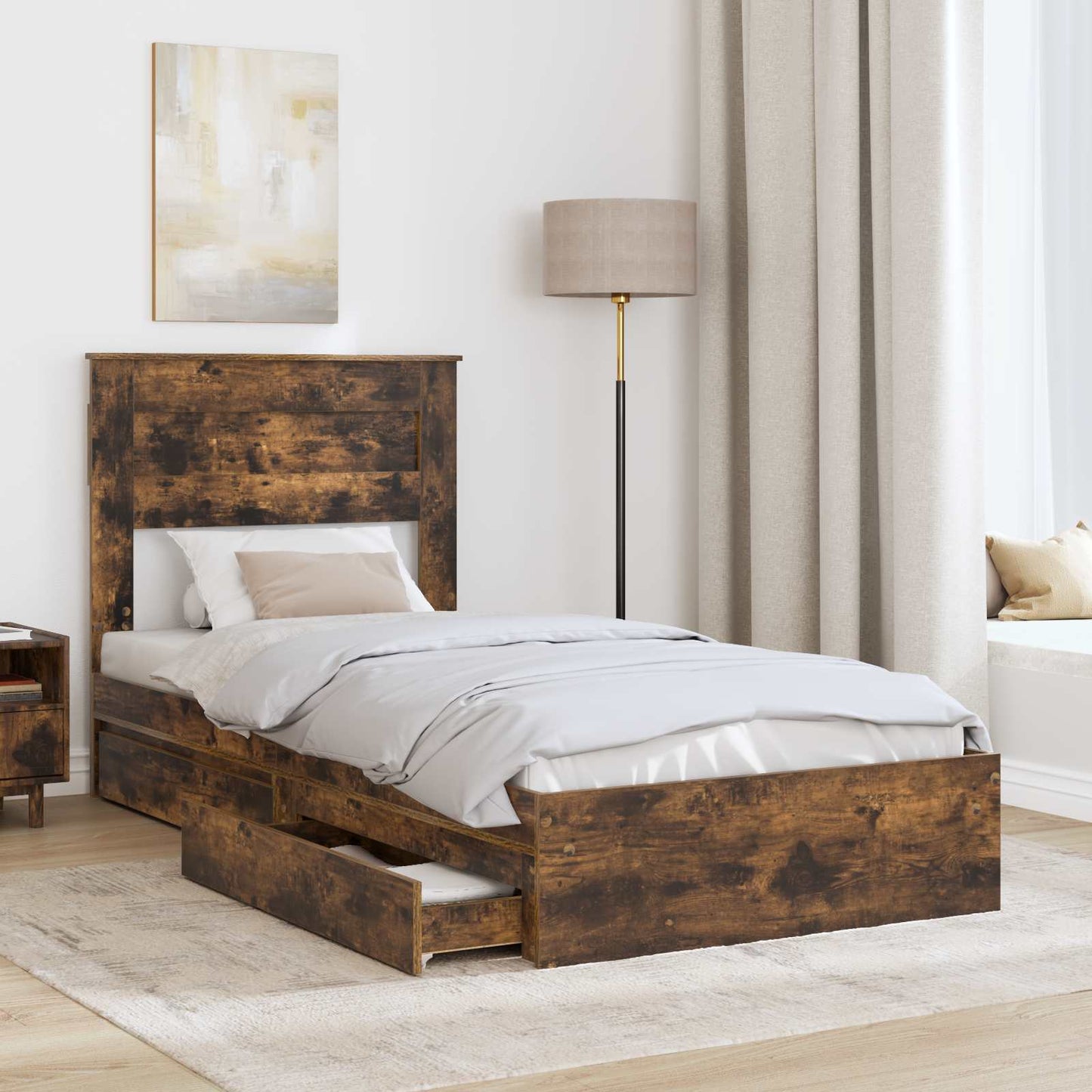 vidaXL Aufbewahrungsbett Geräucherte Eiche 75 x 190 cm Holzwerkstoff