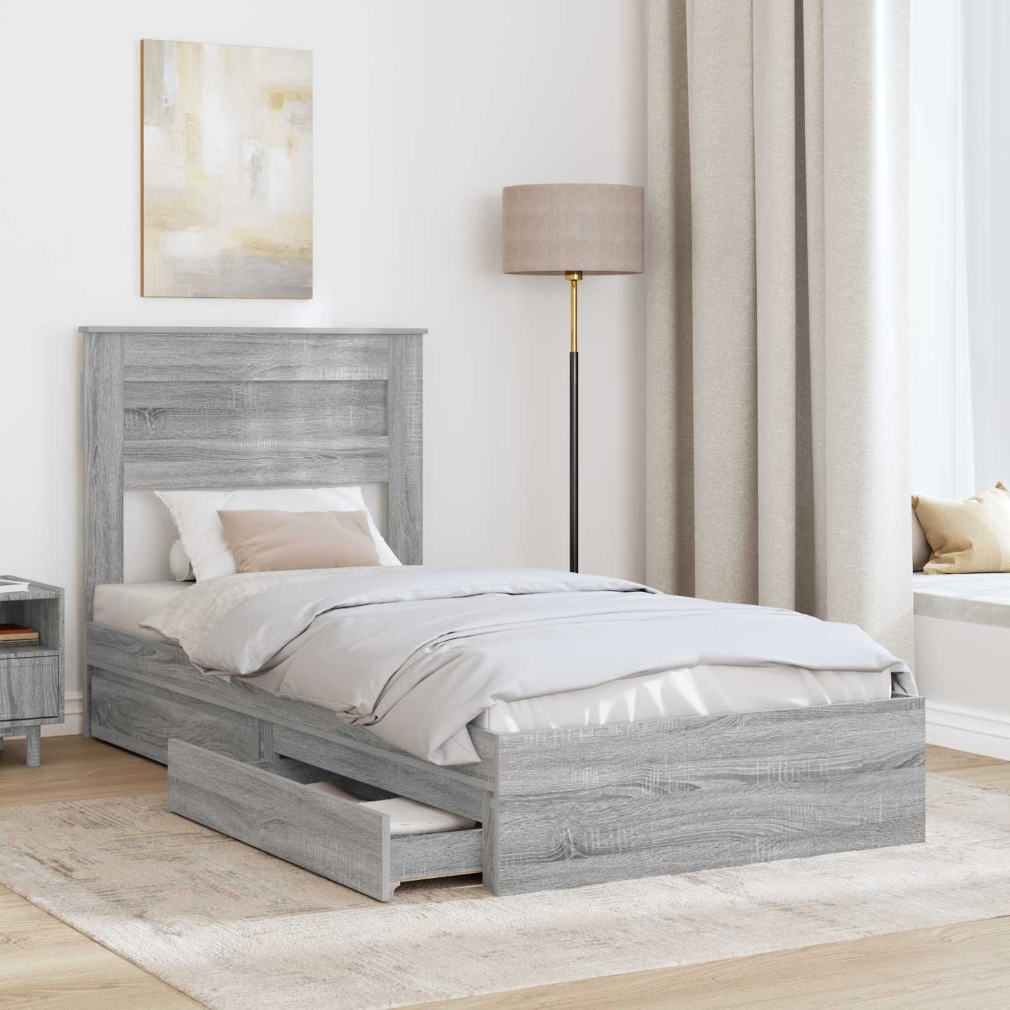 vidaXL Aufbewahrungsbett Graues Sonoma 75 x 190 cm Holzwerkstoff