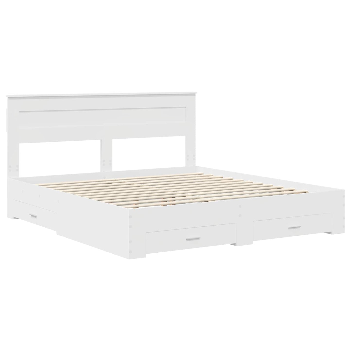 vidaXL Bettrahmen mit Kopfteil Weiß 200 x 200 cm Holzwerkstoff