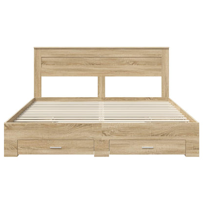 Bettrahmen mit Kopfteil Sonoma-Eiche 200 x 200 cm Holzwerkstoff