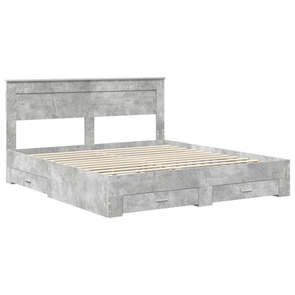 vidaXL Bettrahmen mit Kopfteil Beton Grau 200 x 200 cm Holzwerkstoff