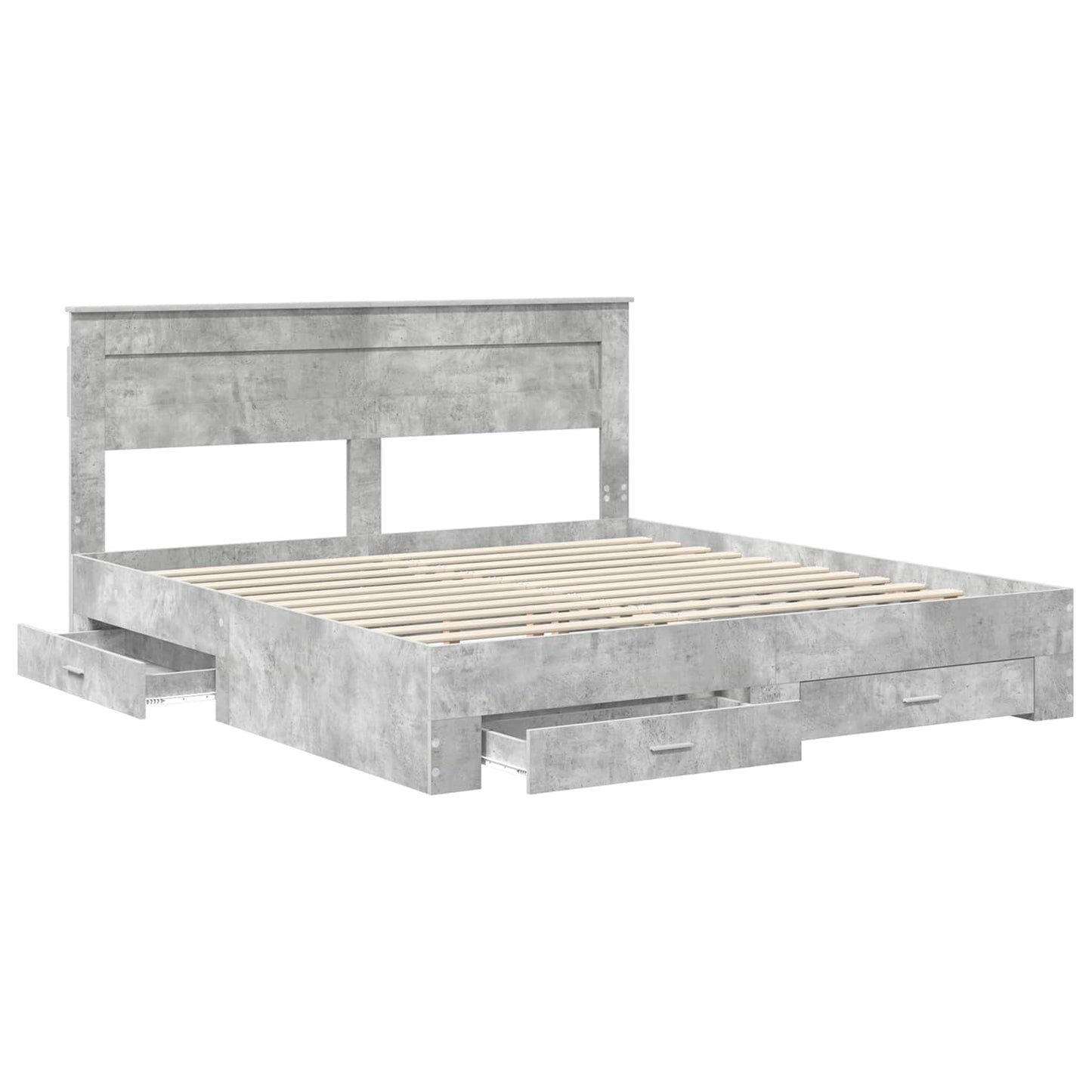 vidaXL Bettrahmen mit Kopfteil Beton Grau 200 x 200 cm Holzwerkstoff