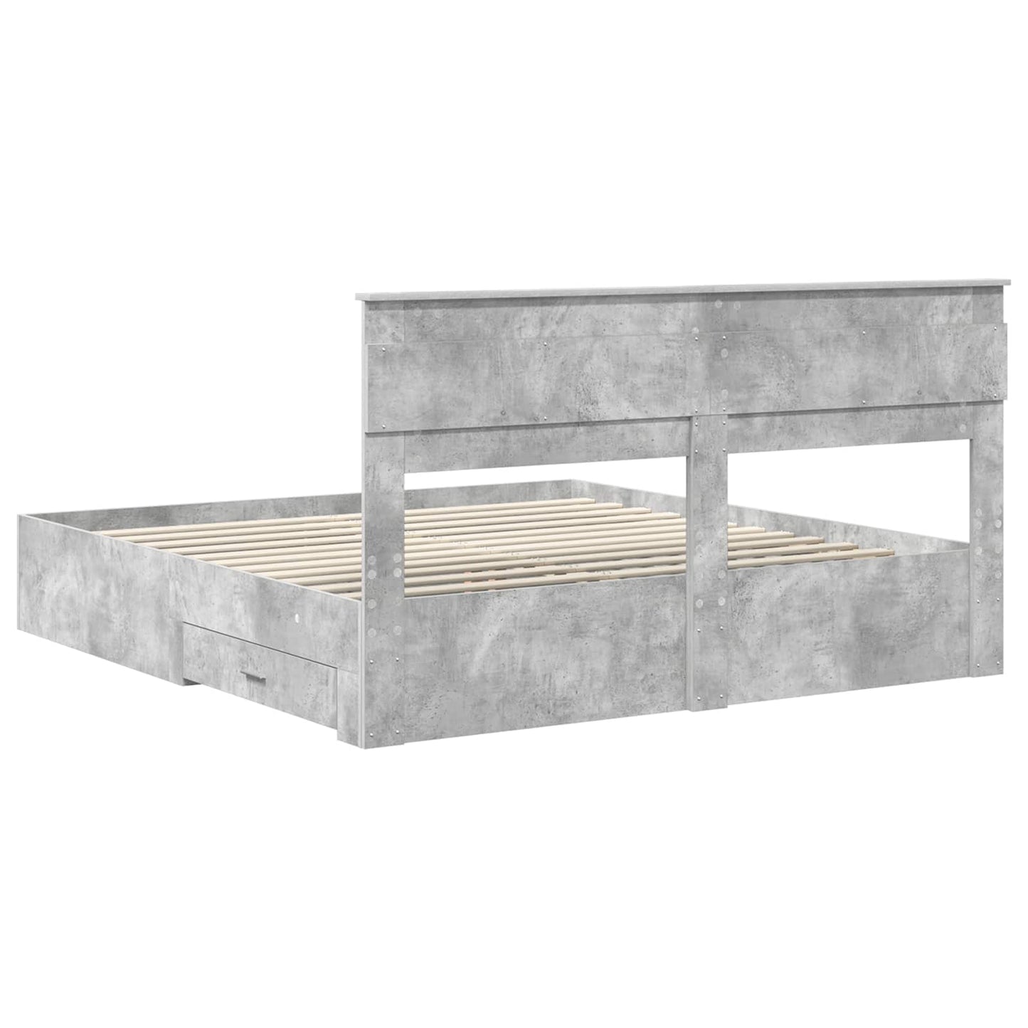 vidaXL Bettrahmen mit Kopfteil Beton Grau 200 x 200 cm Holzwerkstoff