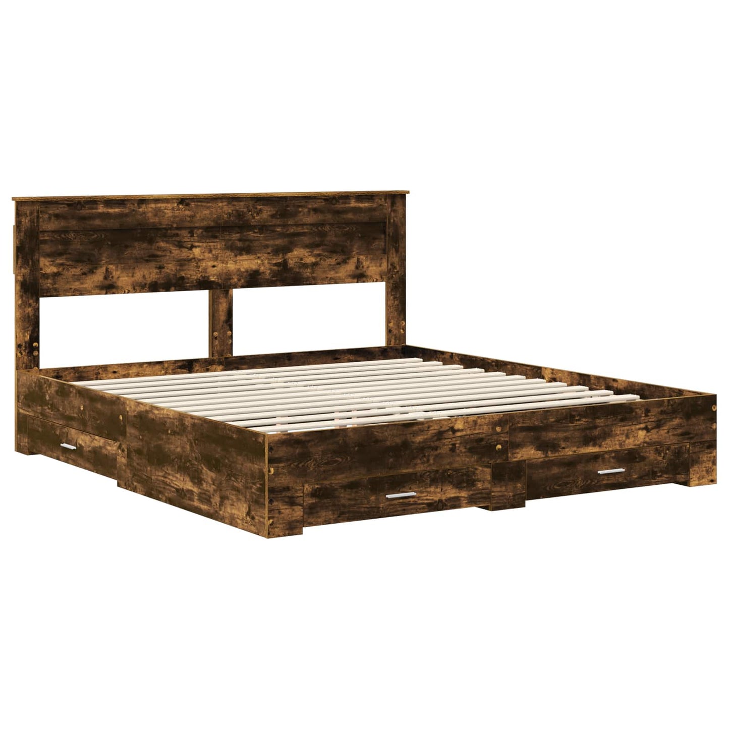 vidaXL Cadre de lit Chêne fumé 200 x 200 cm Bois d'ingénierie