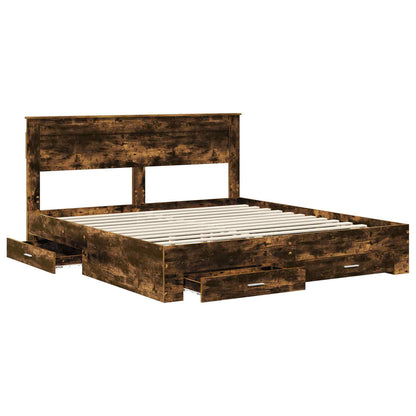 vidaXL Cadre de lit Chêne fumé 200 x 200 cm Bois d'ingénierie