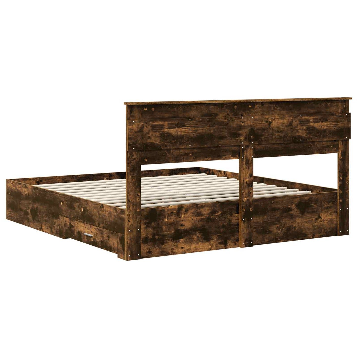 vidaXL Cadre de lit Chêne fumé 200 x 200 cm Bois d'ingénierie
