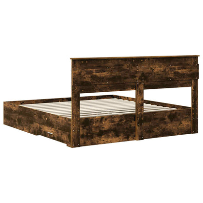 vidaXL Cadre de lit Chêne fumé 200 x 200 cm Bois d'ingénierie