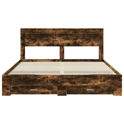 vidaXL Cadre de lit Chêne fumé 200 x 200 cm Bois d'ingénierie