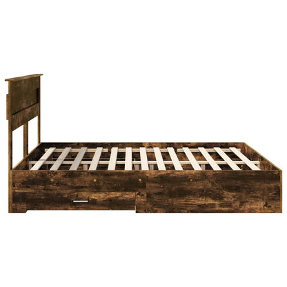 vidaXL Cadre de lit Chêne fumé 200 x 200 cm Bois d'ingénierie