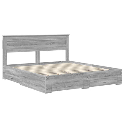 vidaXL Bettrahmen Graues Sonoma 200 x 200 cm Holzwerkstoff
