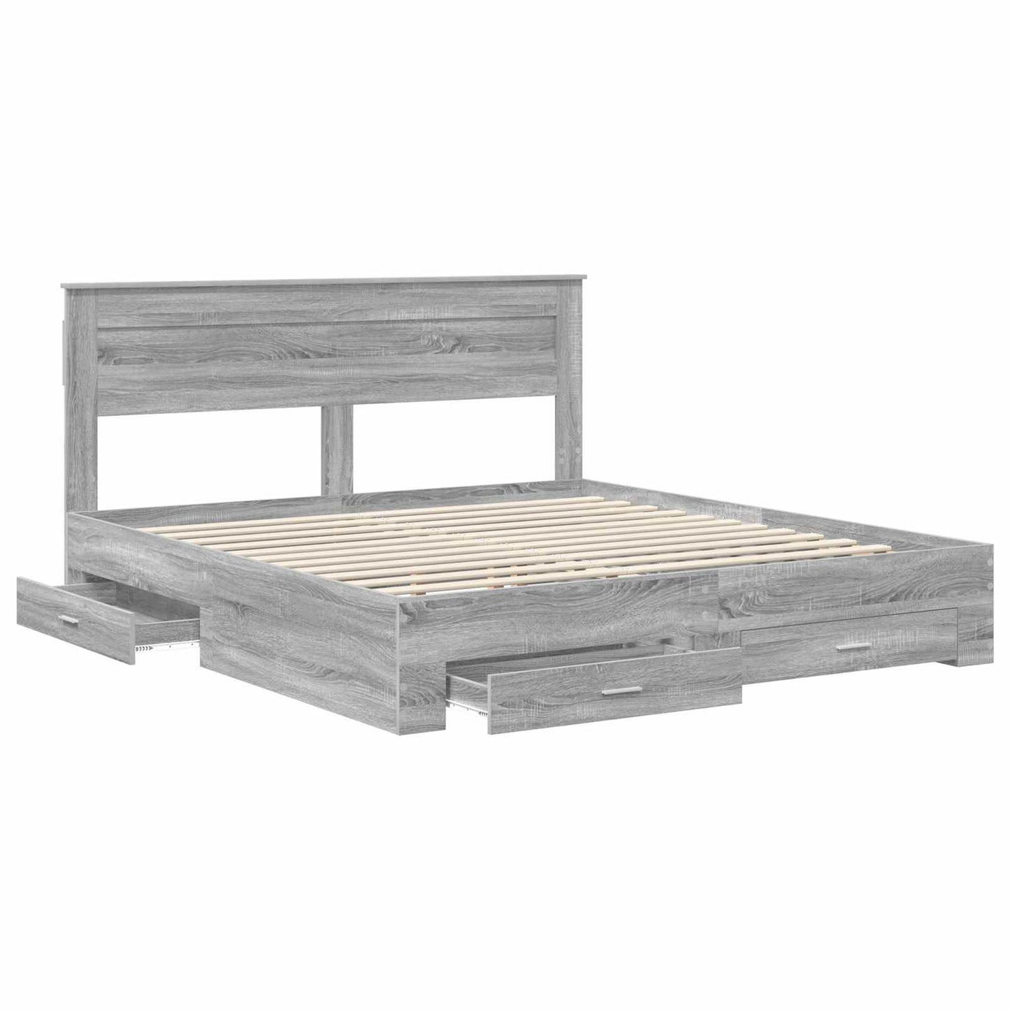 vidaXL Bettrahmen Graues Sonoma 200 x 200 cm Holzwerkstoff