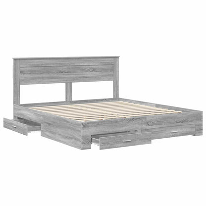 vidaXL Bettrahmen Graues Sonoma 200 x 200 cm Holzwerkstoff
