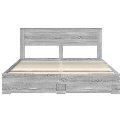 vidaXL Bettrahmen Graues Sonoma 200 x 200 cm Holzwerkstoff