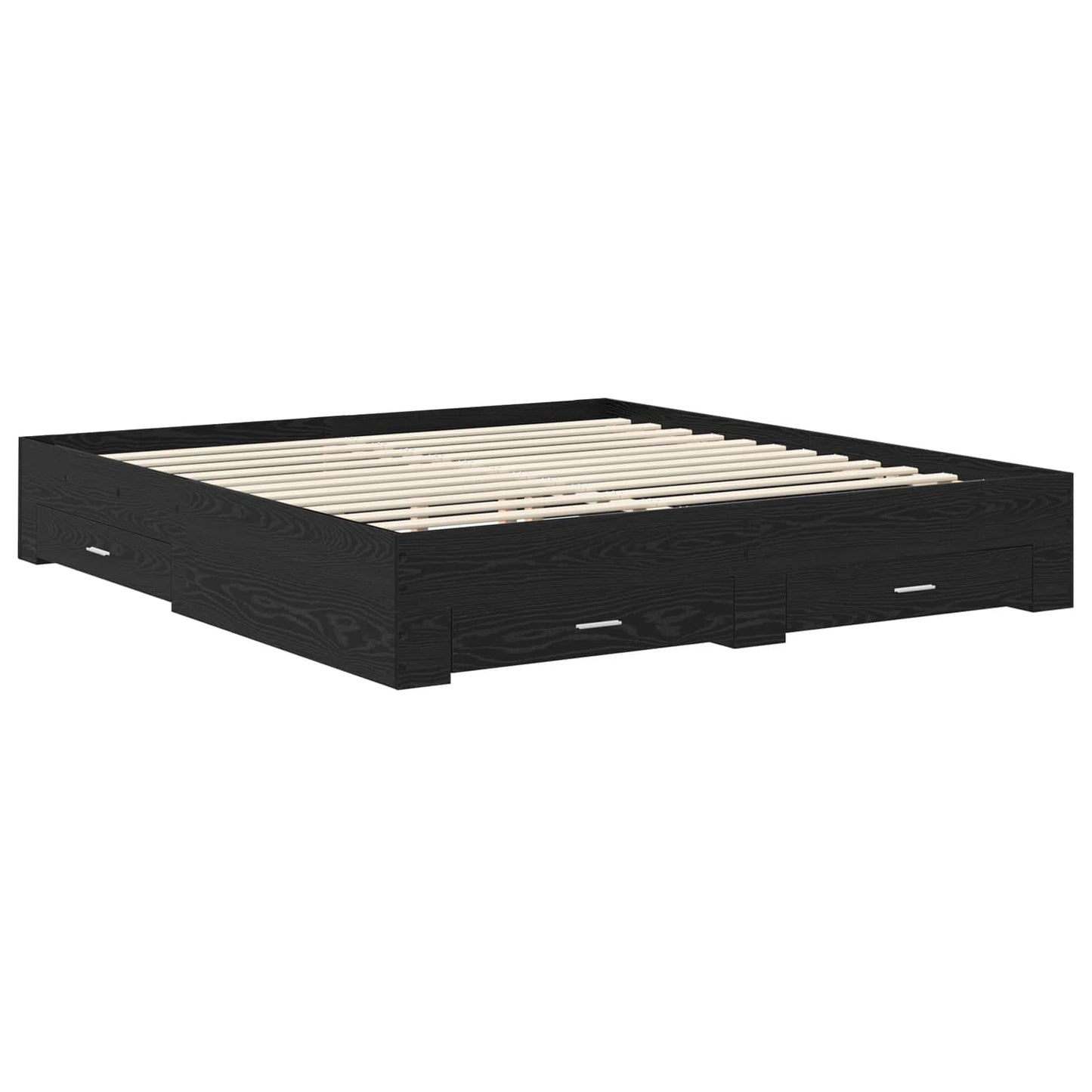 Bettrahmen Schwarz Eichen-Optik 180 x 200 cm Holzwerkstoff