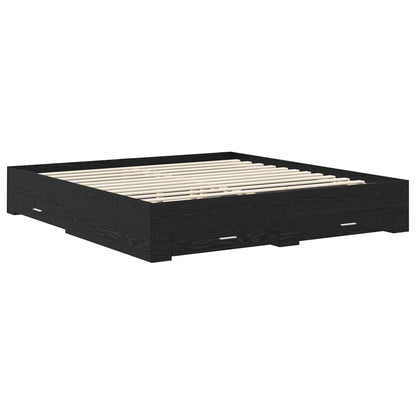 Bettrahmen Schwarz Eichen-Optik 180 x 200 cm Holzwerkstoff