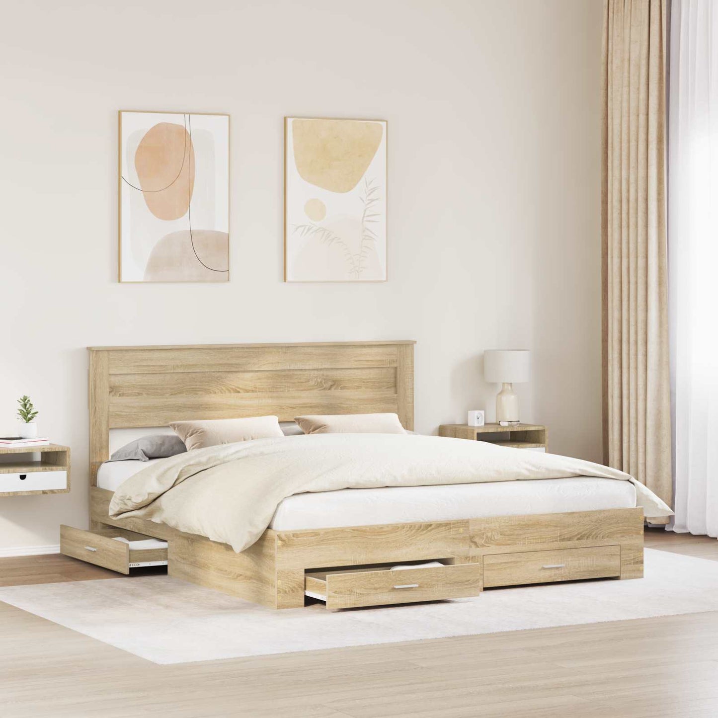 vidaXL Bettrahmen mit Kopfteil Sonoma-Eiche 180 x 200 cm Holzwerkstoff