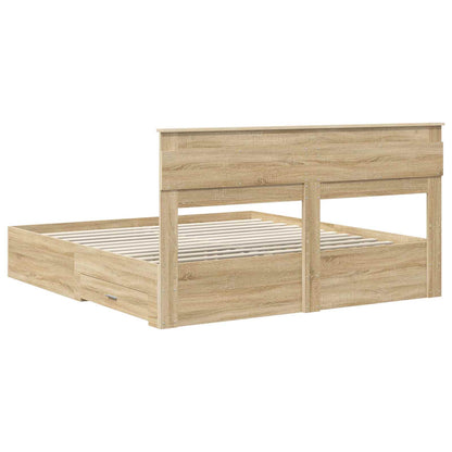 vidaXL Bettrahmen mit Kopfteil Sonoma-Eiche 180 x 200 cm Holzwerkstoff