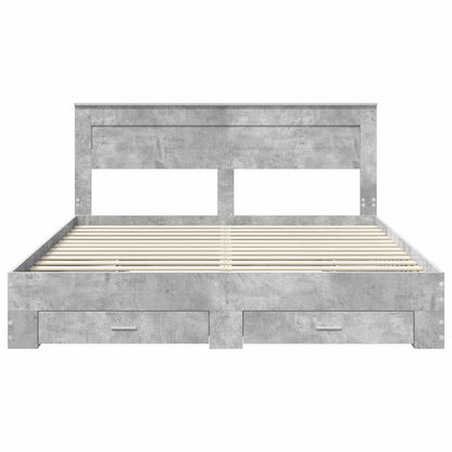 Bettrahmen mit Kopfteil Beton Grau 180 x 200 cm Holzwerkstoff