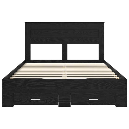 vidaXL Bettrahmen Schwarz Eichen-Optik 160 x 200 cm Holzwerkstoff