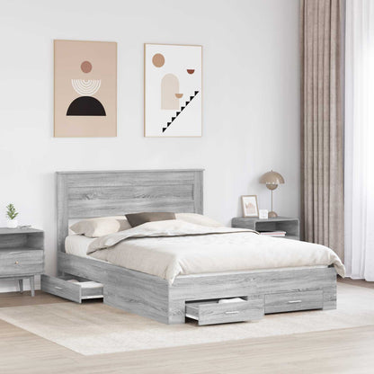 vidaXL Cadre de lit gris Sonoma 150 x 200 cm Bois d'ingénierie