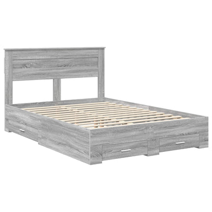 vidaXL Cadre de lit gris Sonoma 150 x 200 cm Bois d'ingénierie