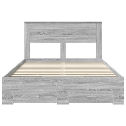 vidaXL Cadre de lit gris Sonoma 150 x 200 cm Bois d'ingénierie