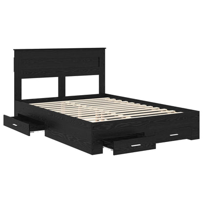 vidaXL Bettrahmen Schwarz Eichen-Optik 140 x 190 cm Holzwerkstoff