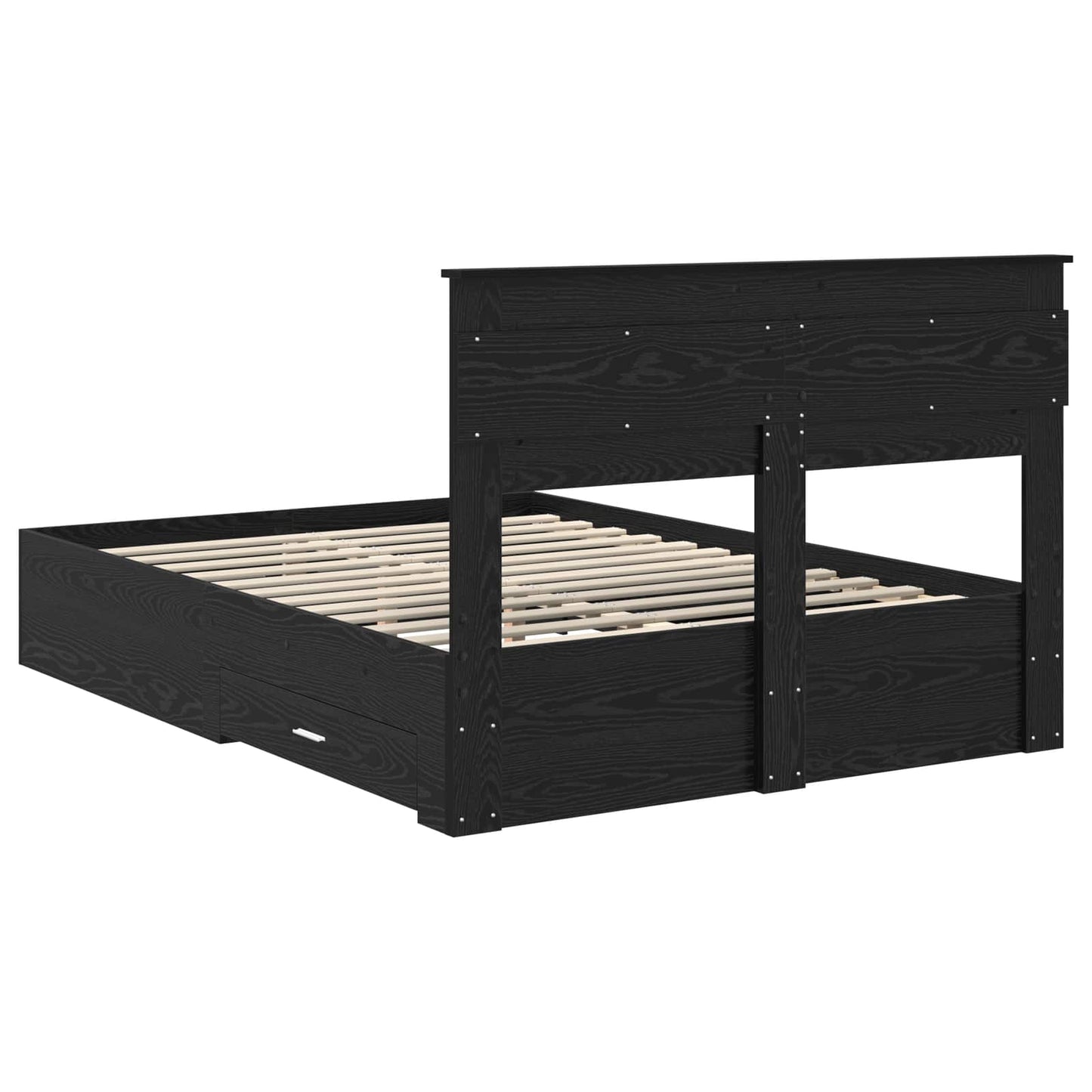 vidaXL Bettrahmen Schwarz Eichen-Optik 140 x 190 cm Holzwerkstoff