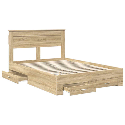 vidaXL Bettrahmen mit Kopfteil Sonoma-Eiche 140 x 190 cm Holzwerkstoff