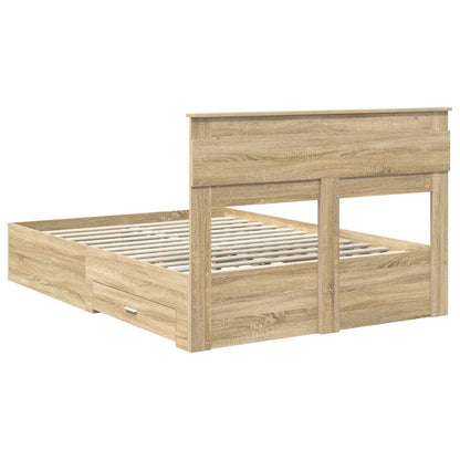 vidaXL Bettrahmen mit Kopfteil Sonoma-Eiche 140 x 190 cm Holzwerkstoff
