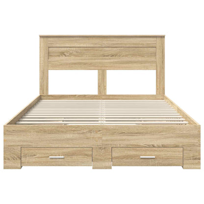 vidaXL Bettrahmen mit Kopfteil Sonoma-Eiche 140 x 190 cm Holzwerkstoff