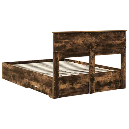 vidaXL Bettrahmen Geräucherte Eiche 140 x 190 cm Holzwerkstoff