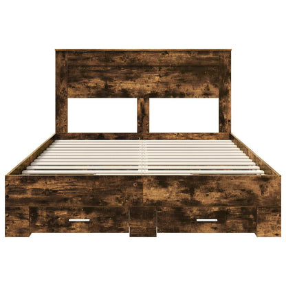 vidaXL Bettrahmen Geräucherte Eiche 140 x 190 cm Holzwerkstoff