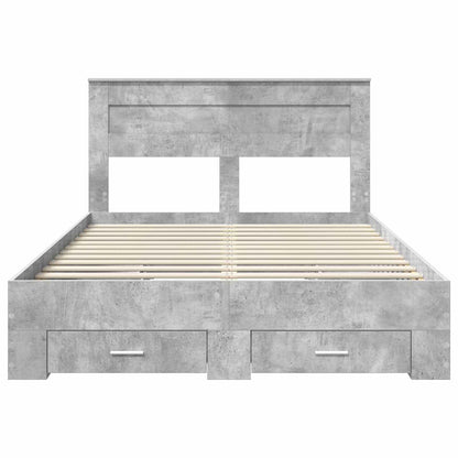 vidaXL Bettrahmen mit Kopfteil Beton Grau 140 x 200 cm Holzwerkstoff